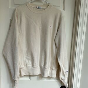 Cream Champion Reverse Weave Crewneck